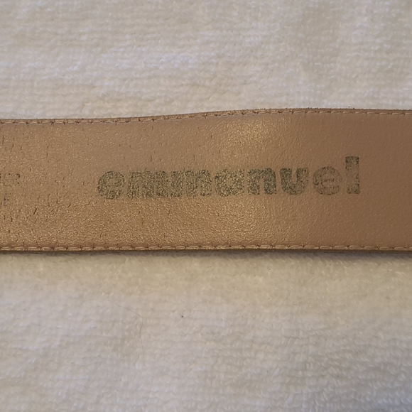 Emmanuel leather ostrich print belt brass hardware - Picture 6 of 7